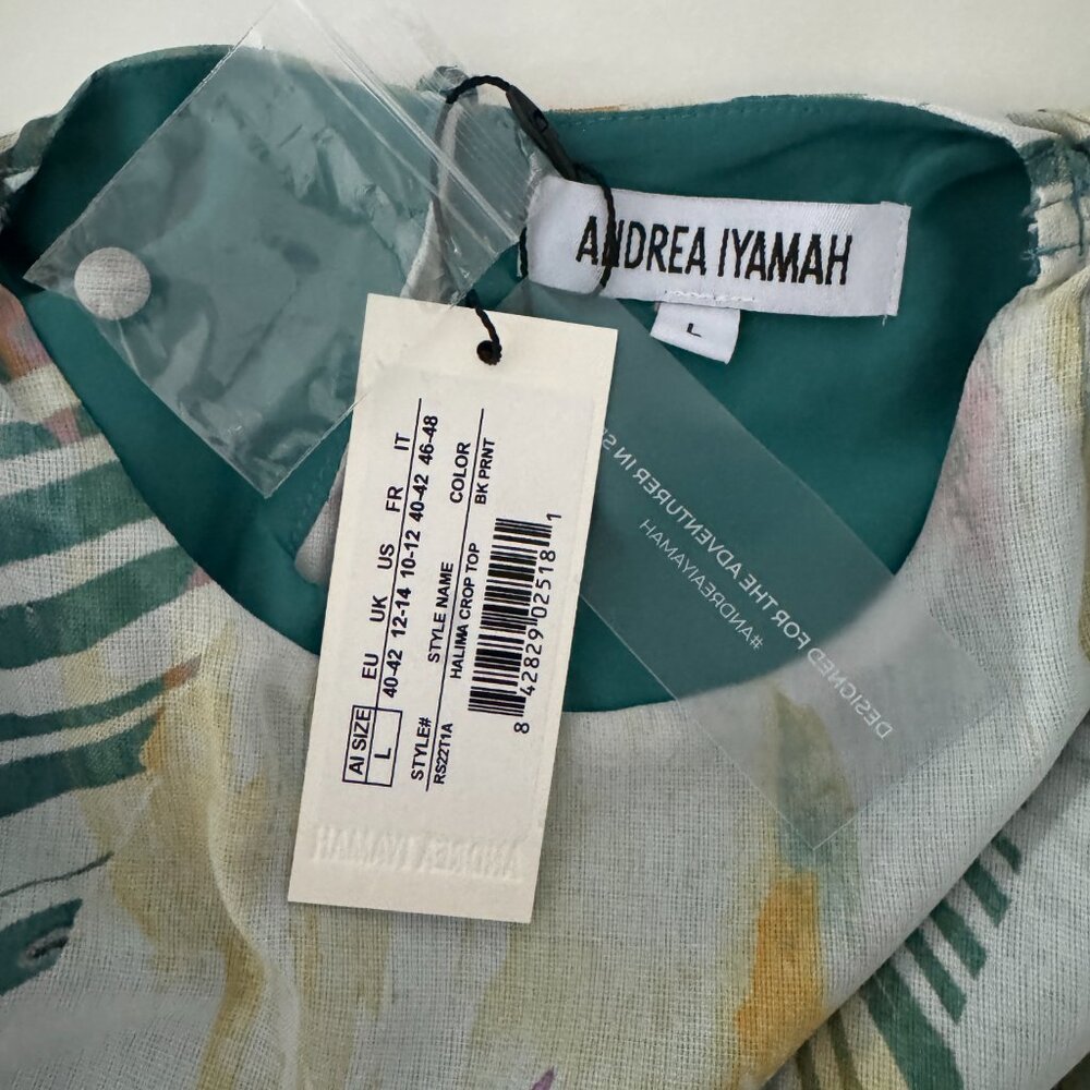 ANDREA IYAMAH HALIMA ABSTRACT BARK CROPPED TOP NWT, Size L - Picture 15 of 17